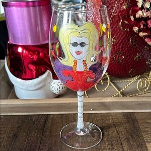 Colorful Hand-Painted Wine Glass